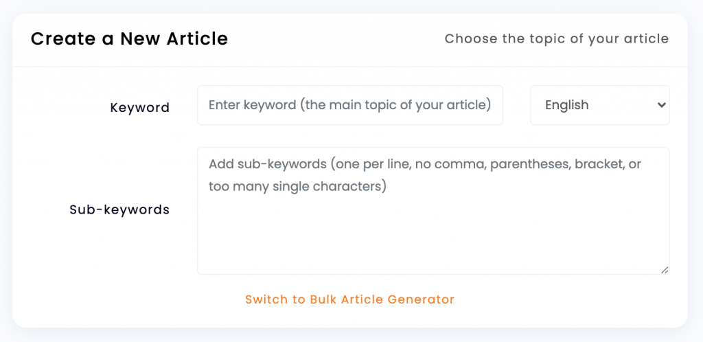 AI content generation interface